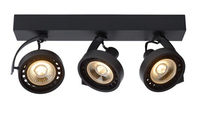 Lucide DORIAN - Spot plafond - LED Dim to warm - GU10 (ES111) - 3x12W 2200K/3000K - Noir