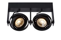 Lucide GRIFFON - Spot plafond - LED Dim to warm - GU10 - 2x12W 2200K/3000K - Noir allumé