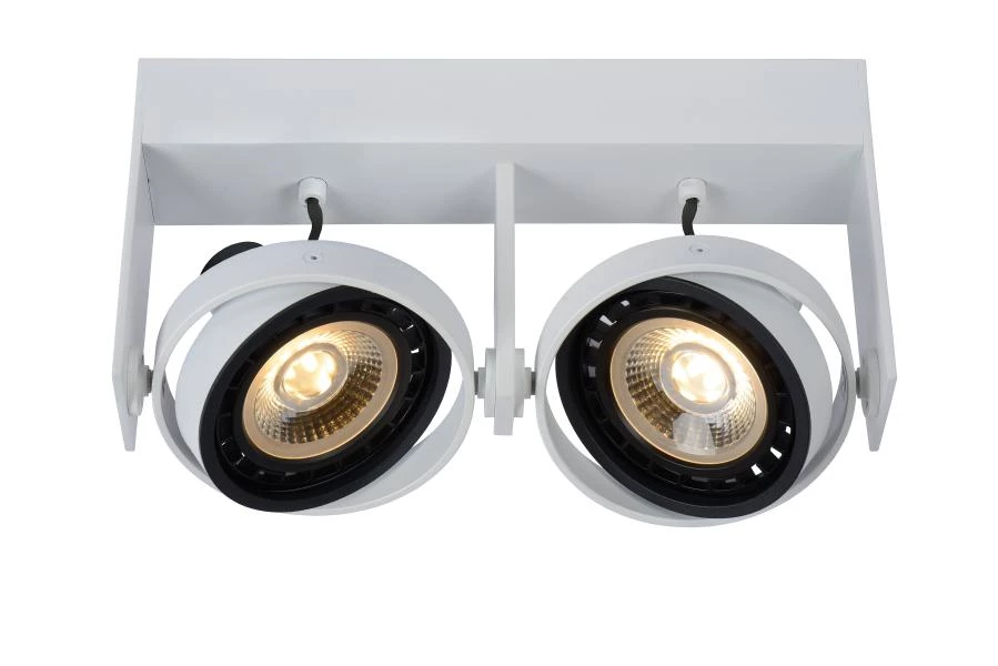 Lucide GRIFFON - Spot plafond - LED Dim to warm - GU10 - 2x12W 2200K/3000K - Blanc - allumé 1