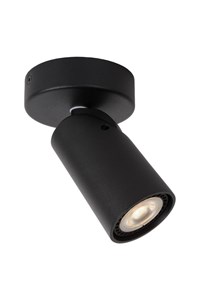 Lucide XYRUS - Plafondspot - Ø 9 cm - LED Dim to warm - GU10 - 1x5W 2200K/3000K - Zwart aan