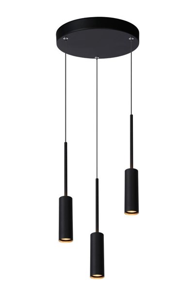 Lucide TUBULE - Hanglamp - Ø 26 cm - LED - 3x7W 2700K - Zwart