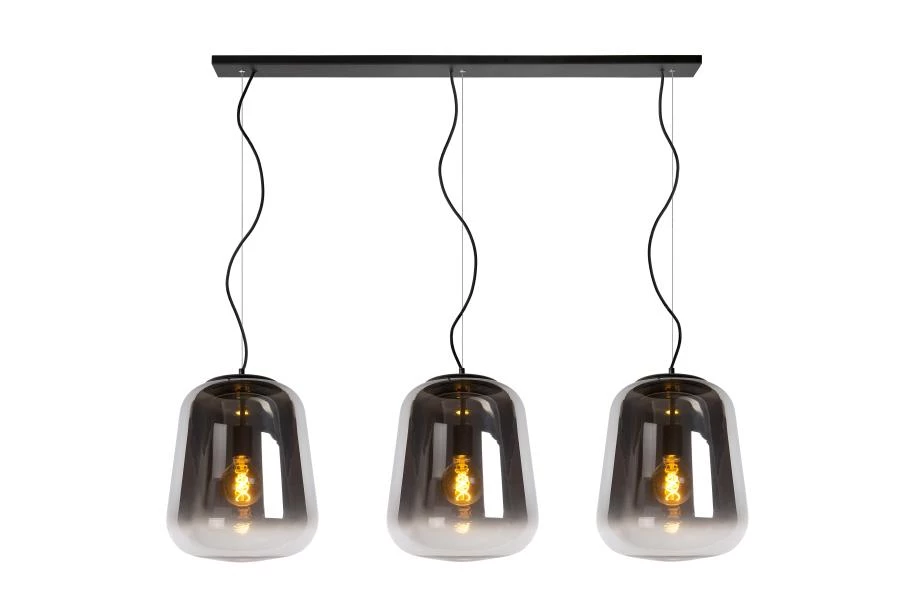 Lucide GLORIO - Hanglamp - 3xE27 - Zwart - aan 5