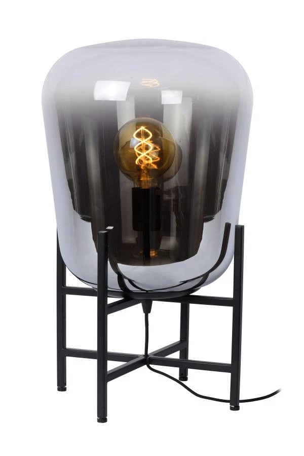 Lucide GLORIO - Tafellamp - Ø 32 cm - 1xE27 - Zwart - aan 5
