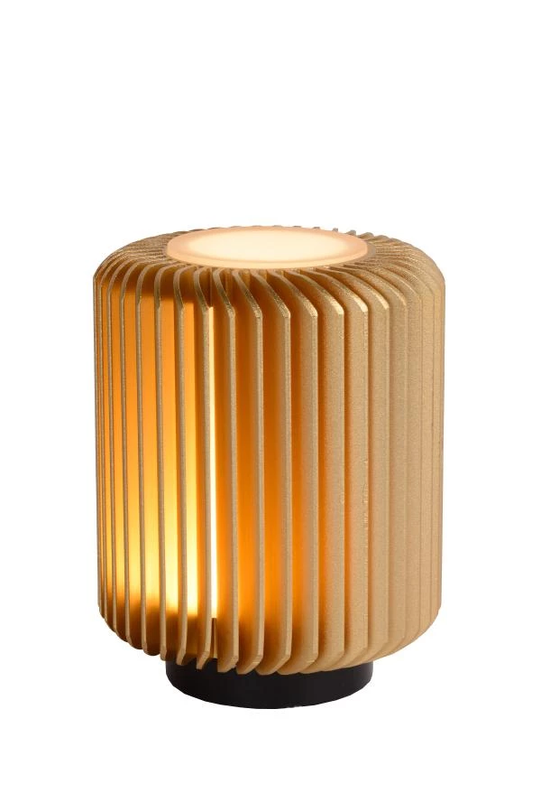 Lucide TURBIN - Tischlampe - Ø 10,6 cm - LED - 1x5W 3000K - Mattes Gold / Messing - EINgeschaltet 2