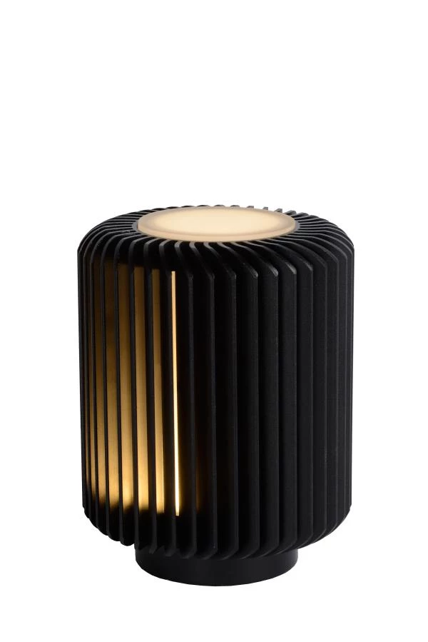 Lucide TURBIN - Lampe de table - Ø 10,6 cm - LED - 1x5W 3000K - Noir - allumé