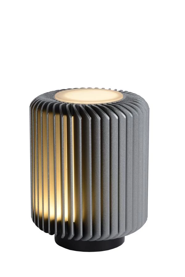 Lucide TURBIN - Lampe de table - Ø 10,6 cm - LED - 1x5W 3000K - Gris - allumé 6