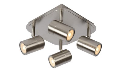 Lucide LENNERT - Plafondspot - LED Dimb. - GU10 - 4x5W 3000K - Mat chroom