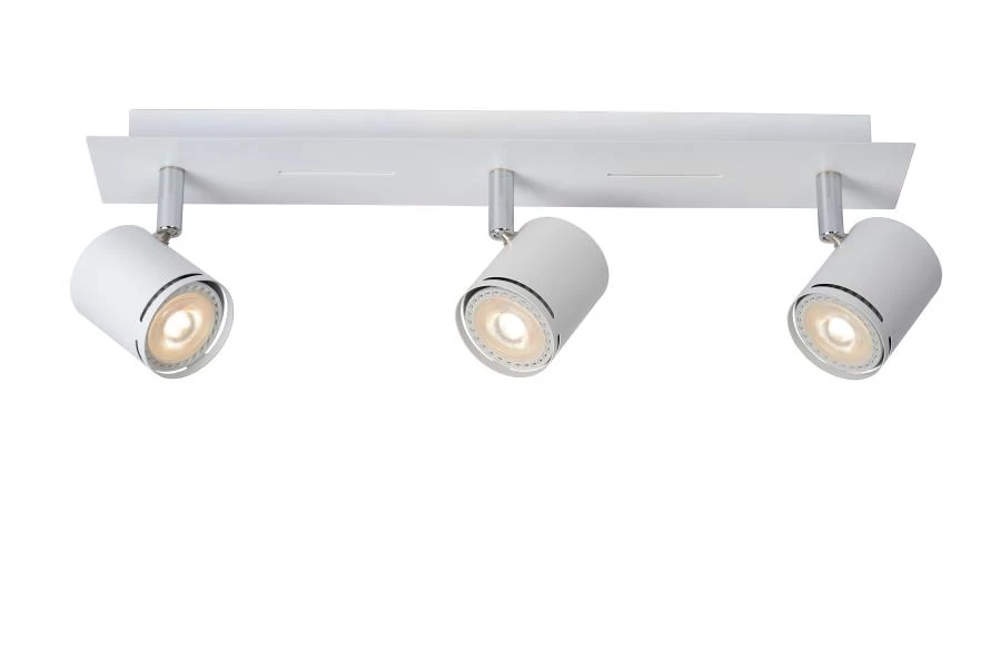 Lucide RILOU - Spot plafond - LED Dim. - GU10 - 3x5W 3000K - Blanc - allumé 1