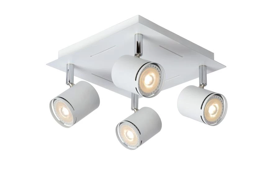 Lucide RILOU - Spot plafond - LED Dim. - GU10 - 4x5W 3000K - Blanc - allumé 1