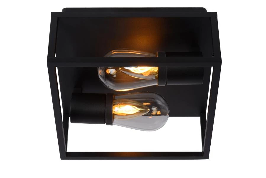 Lucide CARLYN - Flush ceiling light Bathroom - 2xE14 - IP54 - Black - on