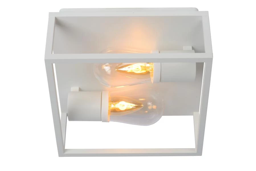 Lucide CARLYN - Flush ceiling light Bathroom - 2xE14 - IP54 - White - on 1