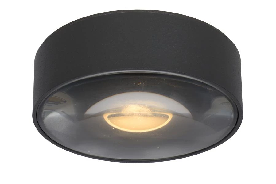 Lucide RAYEN - Ceiling spotlight Bathroom - Ø 10 cm - LED - 1x6W 3000K - IP65 - Black - on