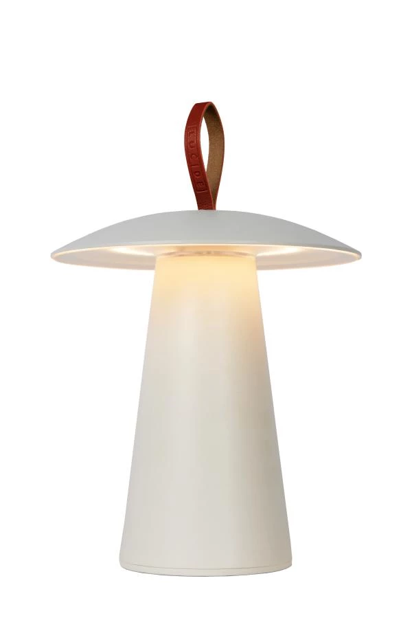 Lucide LA DONNA - Lampe de table Extérieur Rechargeable - Batterie - Ø 19,7 cm - LED Dim. - 1x2W 2700K - IP54 - 3 StepDim - Blanc - allumé 1