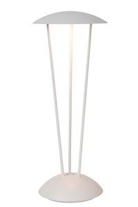 Lucide RENEE - Oplaadbare Tafellamp Buiten - Accu/Batterij - Ø 12,3 cm - LED Dimb. - 1x2,2W 2700K/3000K - IP54 - Met draadloos oplaadstation - Wit aan 1