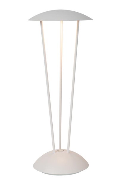 Lucide RENEE - Oplaadbare Tafellamp Buiten - Accu/Batterij - Ø 12,3 cm - LED Dimb. - 1x2,2W 2700K/3000K - IP54 - Met draadloos oplaadstation - Wit