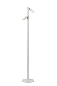 Lucide ANTRIM - Lampadaire / lampe de lecture Intérieur/Extérieur Rechargeable - Batterie/Piles - LED Dim. - 2x2,2W 2700K - IP54 - Avec station de charge sans fil - Blanc AAN 1