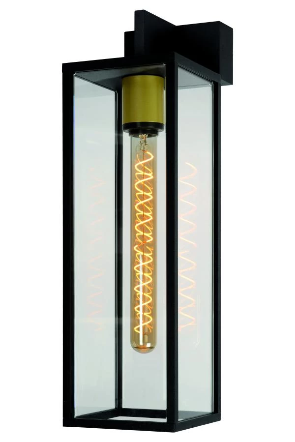 Lucide LAURENS - Wandlamp Binnen/Buiten - 1xE27 - IP54 - Zwart - aan