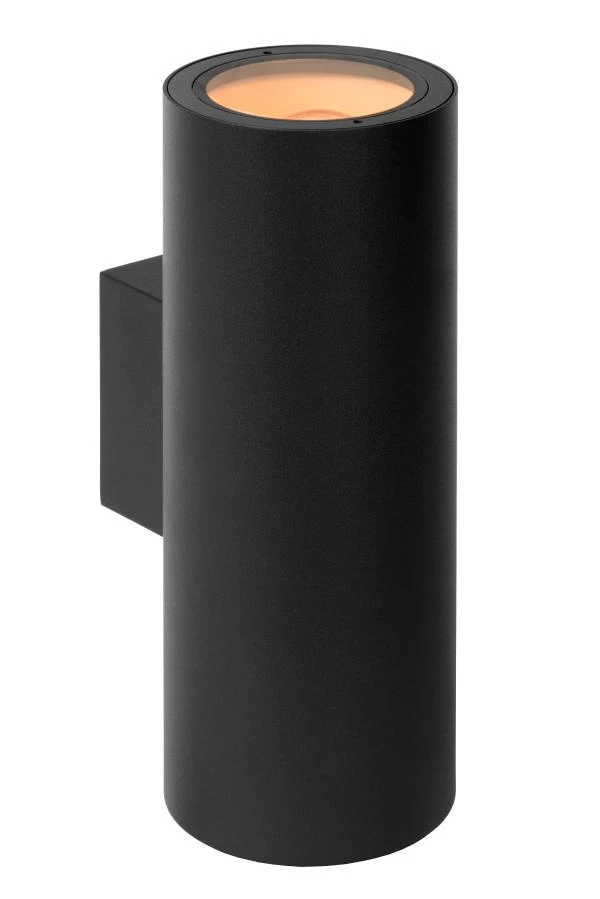 Lucide VOLANTIS - Wandspot / Wandlamp Binnen/Buiten - 2xE27 - IP54 - Zwart - aan