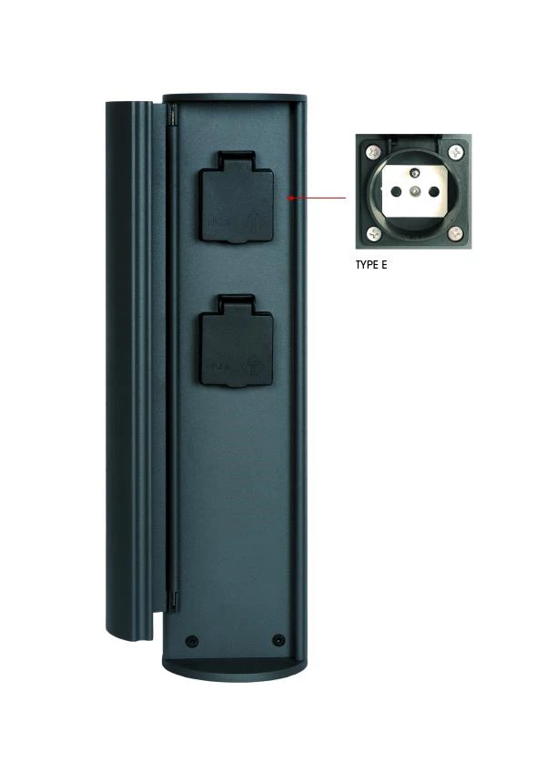 Lucide POWERPOINT - Outdoor socket column - Sockets with pin earth - Type E - FR, BE, POL, SVK & CZE standard - Ø 10 cm - IP44 - Anthracite - on 9