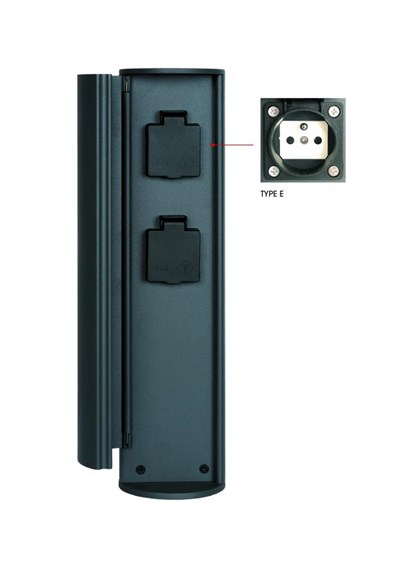 Lucide POWERPOINT - Buitenstopcontact zuil – Stopcontacten met penaarde – Type E -  FR, BE, POL, SVK & CZE norm - Ø 10 cm - IP44 – Antraciet