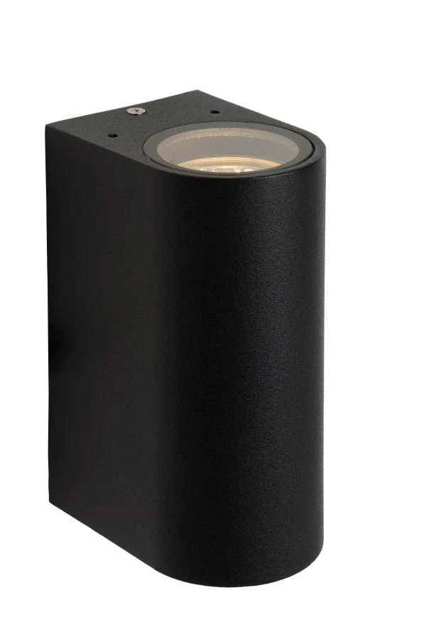 Lucide BOOGY - Wandspot Buiten - 2xGU10 - IP44 - Zwart - aan