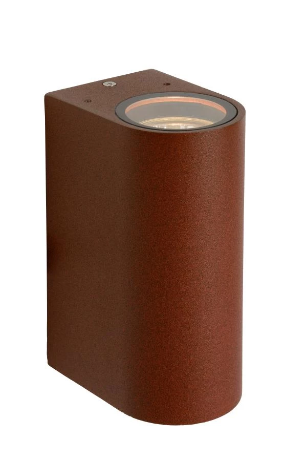 Lucide BOOGY - Wandspot / Wandlamp Binnen/Buiten - 2xGU10 - IP44 - Roest bruin - aan 7