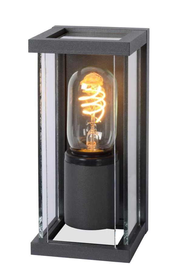 Lucide CLAIRE - Wandlamp Binnen/Buiten - 1xE27 - IP54 - Antraciet - aan