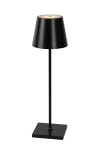 Lucide JUSTIN - Lampe de table Extérieur Rechargeable - Batterie - Ø 11 cm - LED Dim. - 1x2,2W 3000K - IP54 - 3 StepDim - Noir allumé