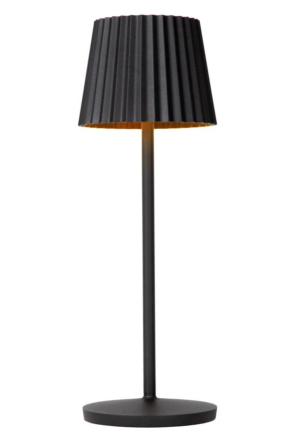 Lucide JUSTINE - Lampe de table Extérieur - LED Dim. - 1x2W 2700K - IP54 - Avec socle de charge par contact - Noir - allumé