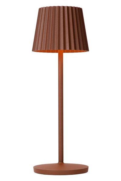 Lucide JUSTINE - Rechargeable Table lamp Outdoor - Battery - LED Dim. - 1x2W 2700K - IP54 - With wireless charging pad - Rust Brown
