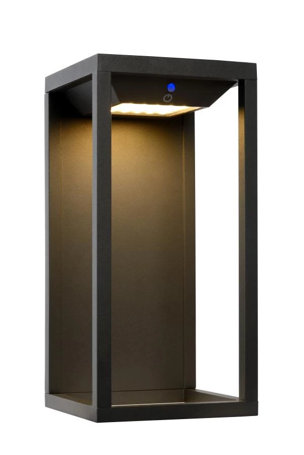 Lucide TENSO SOLAR - Wandlamp Buiten - LED - 1x2,2W 3000K - IP54 - Antraciet - aan