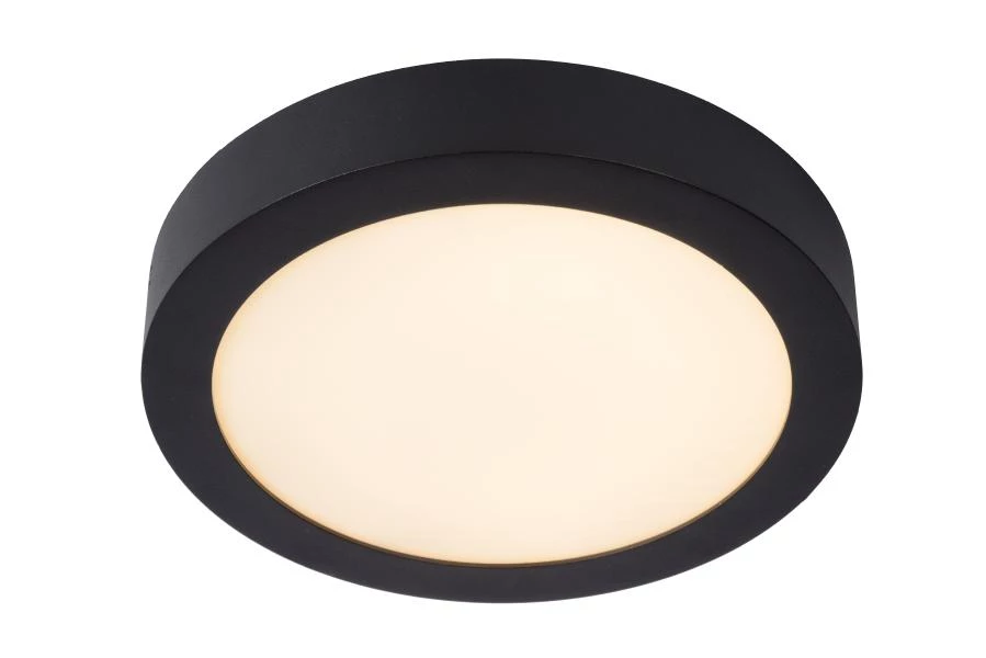 Lucide BRICE-LED - Flush ceiling light Bathroom - Ø 24 cm - LED Dim. - 1x15W 3000K - IP44 - Black - on