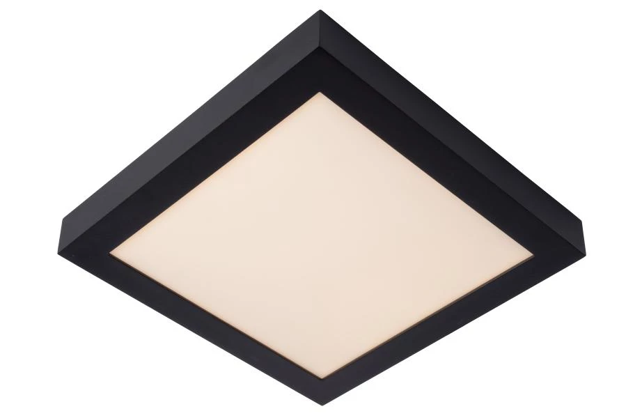 Lucide BRICE-LED - Flush ceiling light Bathroom - LED Dim. - 1x30W 3000K - IP44 - Black - on