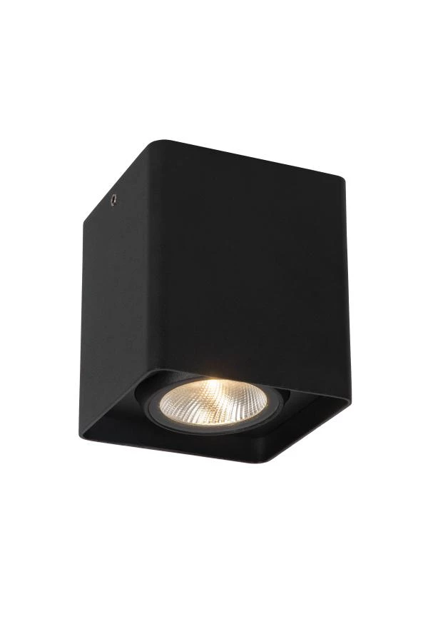 Lucide LEEDS - Plafonnière Buiten - LED - 1x9W 2700K - IP54 - Zwart - aan