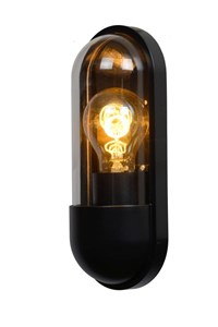 Lucide CAPSULE - Wandlamp Binnen/Buiten - 1xE27 - IP54 - Zwart aan