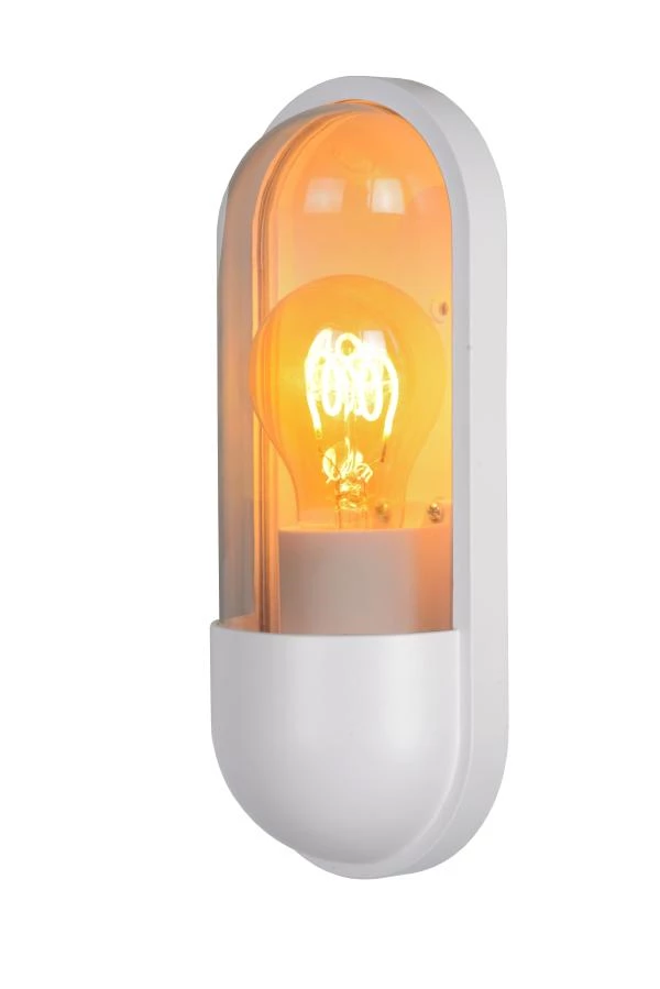 Lucide CAPSULE - Wandlamp Binnen/Buiten - 1xE27 - IP54 - Wit - aan 1