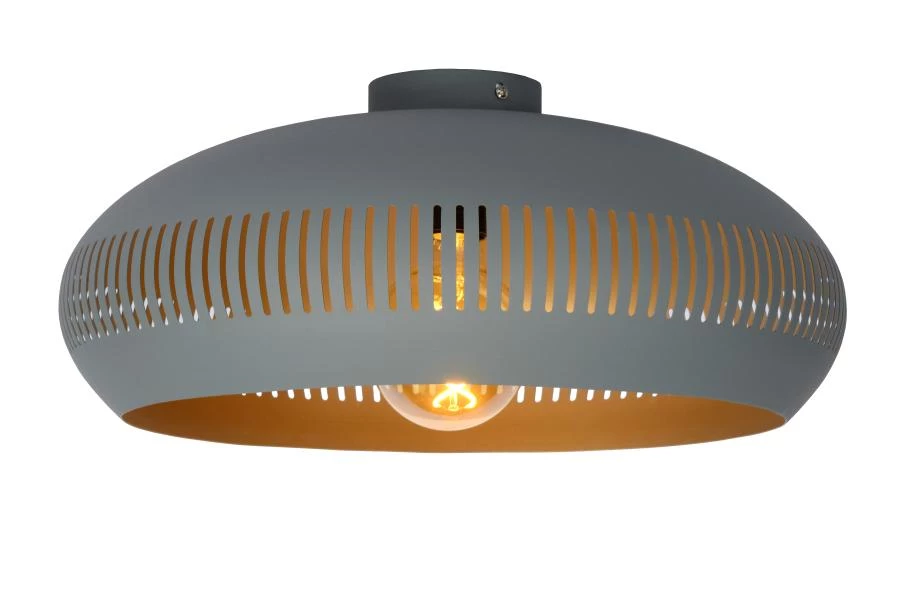 Lucide RAYCO - Plafonnière - Ø 45 cm - 1xE27 - Grijs - aan 6