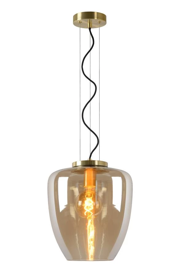 Lucide FLORIEN - Hanglamp - Ø 28 cm - 1xE27 - Amber - aan 2