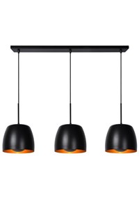 Lucide NOLAN - Hanglamp - 3xE27 - Zwart aan