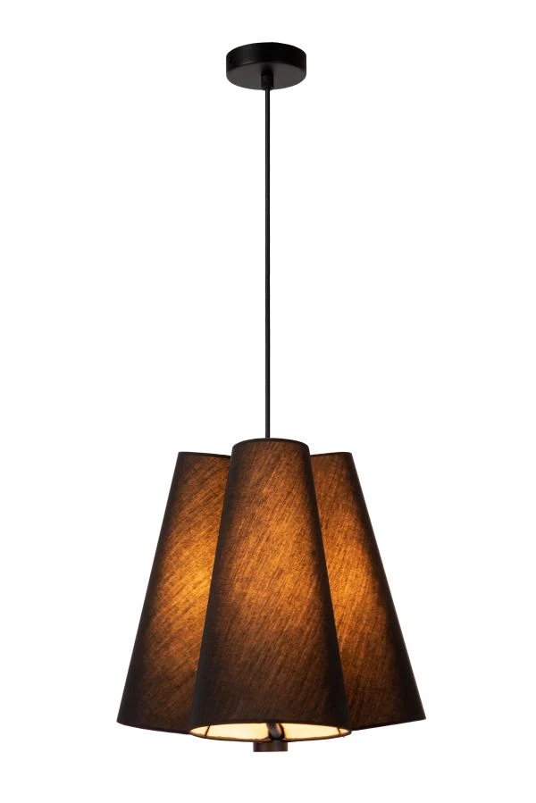 Lucide GREGORY - Hanglamp - Ø 34,3 cm - 3xE27 - Zwart - aan