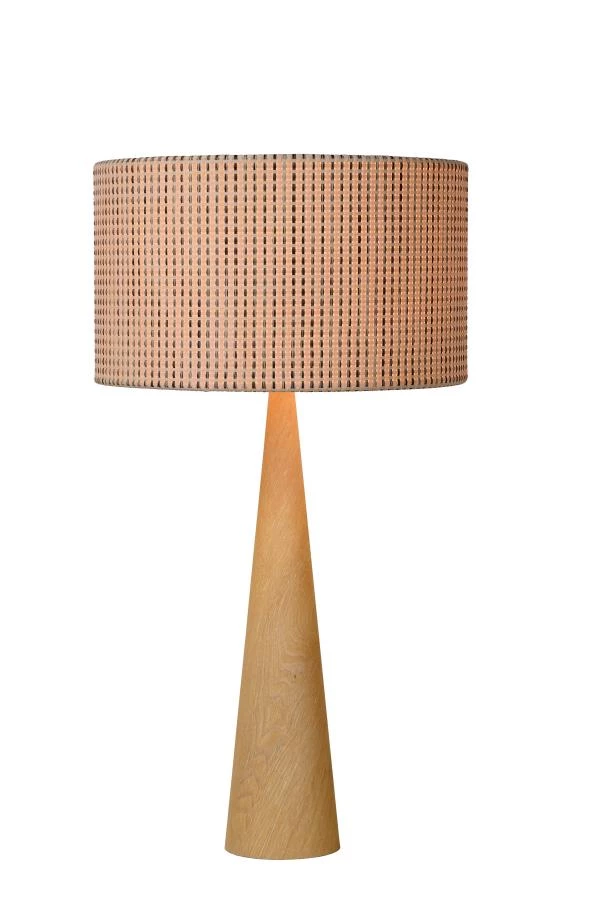 Lucide CONOS - Lampe de table - Ø 35 cm - 1xE27 - Bois clair - allumé 2