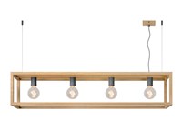 Lucide ORIS - Hanglamp - 4xE27 - Licht hout aan 2
