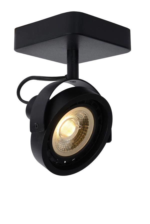 Lucide TALA LED - Spot plafond - LED Dim to warm - GU10 - 1x12W 2200K/3000K - Noir - allumé