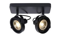 Lucide TALA LED - Plafondspot - LED Dim to warm - GU10 (ES111) - 2x12W 2200K/3000K - Zwart aan