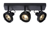 Lucide TALA LED - Spot plafond - LED Dim to warm - GU10 - 3x12W 2200K/3000K - Noir allumé