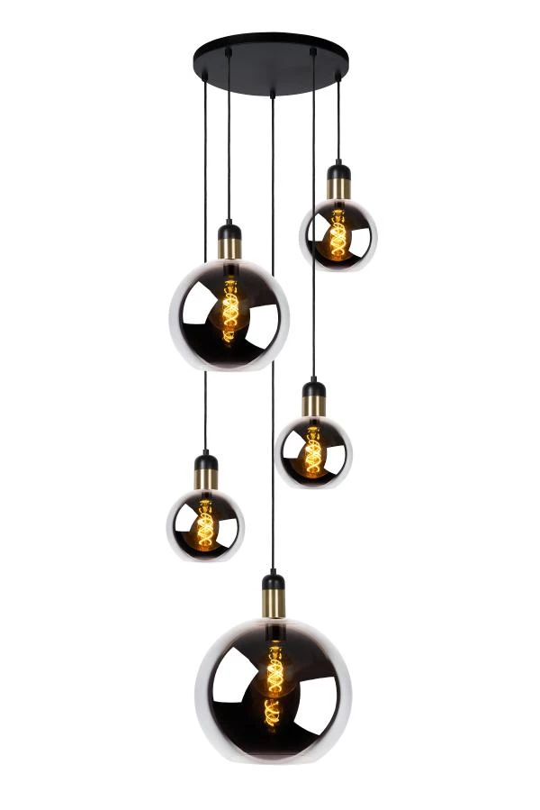 Lucide JULIUS - Pendant light - 5xE27 - Smoke Grey - on 5