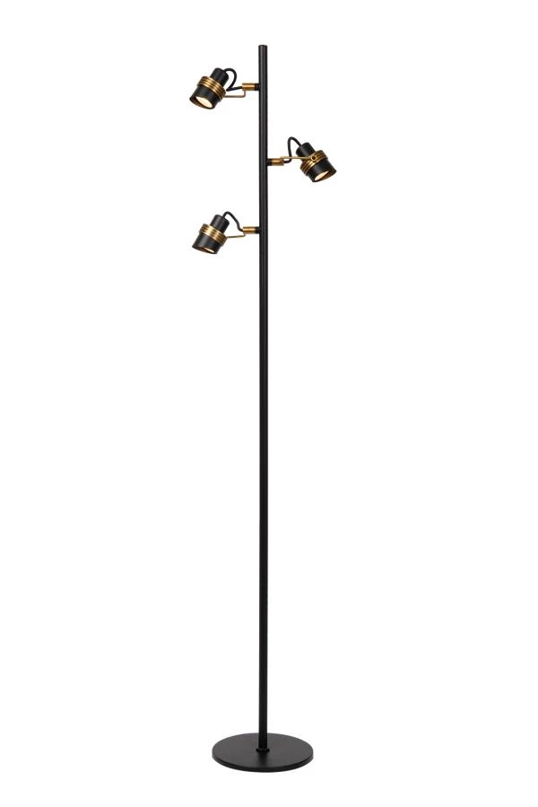 Lucide TUNDRAN - Vloerlamp - 3xGU10 - Zwart - aan