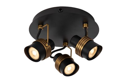 Lucide TUNDRAN - Spot plafond - Ø 21 cm - 3xGU10 - Noir