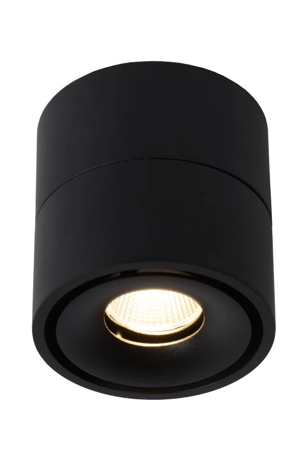 Lucide YUMIKO - Plafondspot - Ø 7,8 cm - LED Dimb. - 1x8W 2700K - Zwart - aan
