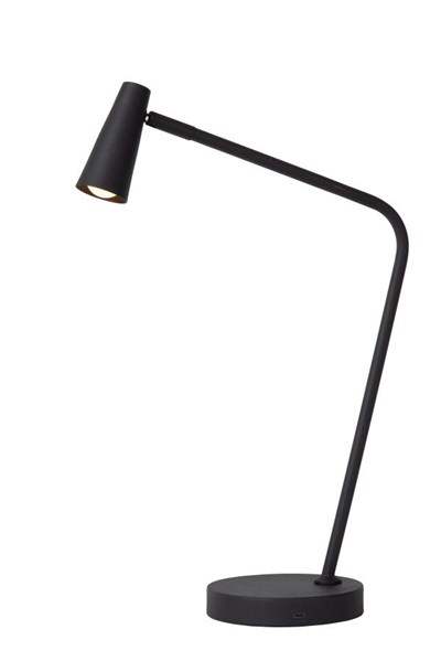 Lucide STIRLING - Lampe de table Rechargeable - Batterie/Piles - LED Dim. - 1x3W 2700K - 3 StepDim - Noir
